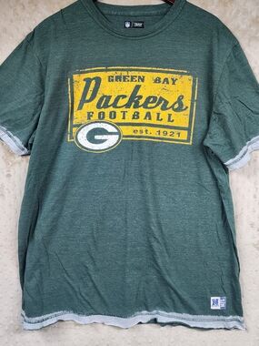 Men's Green Bay Packer Vintage-Inspired Ragged Graphic Team T-Shirt Size XL